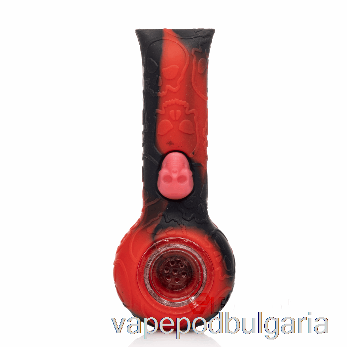 Vape 10000 Дръпки Stratus Silicone Skull Hand Pipe Crimson (black / Red)